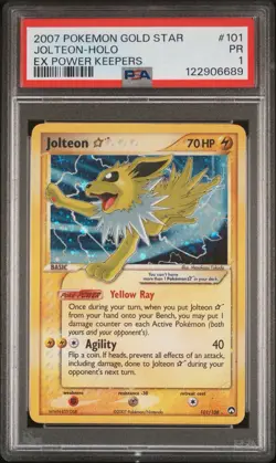 2007 POKEMON EX POWER KEEPERS GOLD STAR #101 JOLTEON-HOLO PSA 1 - Image 1