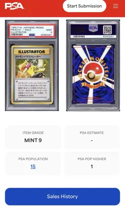 1998 PIKACHU ILLUSTRATOR PSA 9 MINT POKEMON JAPANESE CARD - Image 1