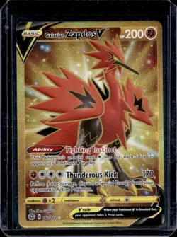 2022 Pokemon SWSH Brilliant Stars Galarian Zapdos V #182/172 - Image 1