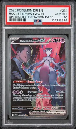 Pokemon 2025 DR Team Rocket's Mewtwo EX Destined Rivals SIR #231 PSA 10 Gem Mint - Image 1