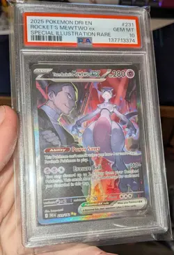 Pokemon 2025 DR Team Rocket's Mewtwo EX Destined Rivals SIR #231 PSA 10 Gem Mint - Image 3