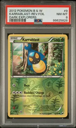 Pokemon PSA 8 2012 Black & White Karrablast Reverse Holo Dark Explorers - Image 1