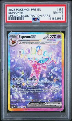 2025 POKEMON PRE EN-PRISMATIC EVOLUTIONS #155 ESPEON EX PSA 8 - Image 1