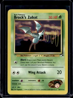 2000 Pokemon Gym Heroes Brock's Zubat #24/132 - Image 1