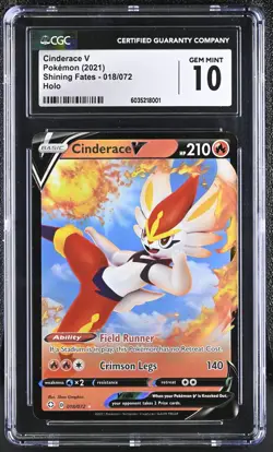 2021 Pokemon Cinderace V 018/072 Shining Fates Holo CGC 10 Gem Mint - Image 2