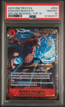 2023 ONE PIECE PROMOS OFFLINE REGIONAL-TOP 16 #004 EDWARD NEWGATE PSA 10 - Image 1