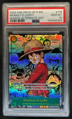 2025 One Piece Carrying His Will Monkey D Luffy Manga Alt Art #OP13-118 PSA 10 - Image 1