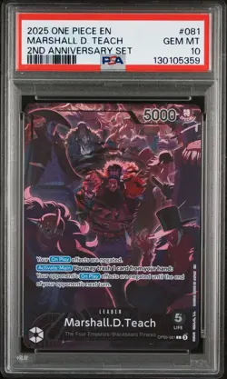 2025 ONE PIECE ENGLISH VERSION 2ND ANV SET #081 MARSHALL D. TEACH PSA 10 - Image 1