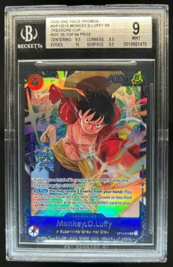 2025 One Piece Treasure Cup Top 64 Prize Promo Monkey D Luffy #OP12-015 BGS 9 - Image 1