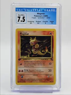 MAGMAR 1999 POKEMON FOSSIL 1ST EDITION UNCOMMON 39/62 CGC 7.5 Q4444 - Image 1