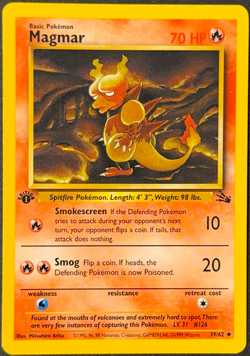 Magmar 39/62 NM Fossil Set Wizards 1st Edition Uncommon Pokemon Card 1999 WOTC - Image 1