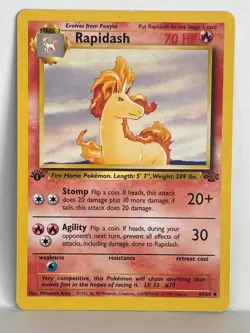 Pokemon Rapidash Jungle 1st Edition 44/64 - LP - Image 1