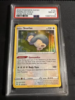 Pokemon TCG Snorlax Holo Card 131/185 Vivid Voltage PSA 8 NM-Mint - Image 1