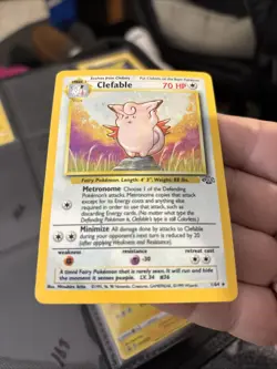 Pokemon TCG Clefable Holo Rare Card Base Set 1/64 Jungle T166 - Image 1