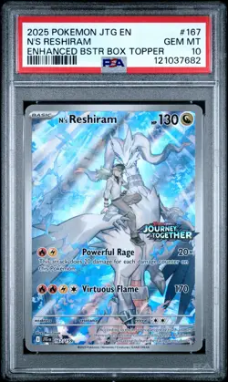 2025 POKEMON JTG EN-JOURNEY TOGETHER #167 N'S RESHIRAM PSA 10 - Image 1