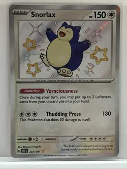 Pokemon TCG Snorlax Card 202/091 S&V: Paldean Fates Shiny Holo Rare NM Fresh - Image 1