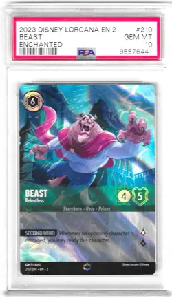 2023 Disney Lorcana EN 2 BEAST Enchanted Gem PSA 10 210/204 - Image 1