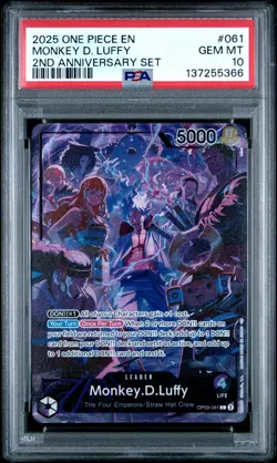 2025 ONE PIECE ENGLISH VERSION 2ND ANV SET #061 MONKEY D. LUFFY PSA 10 - Image 1