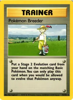 Pokemon TCG Trainer Pokemon Breeder 76/102 Base Set LP - Image 1