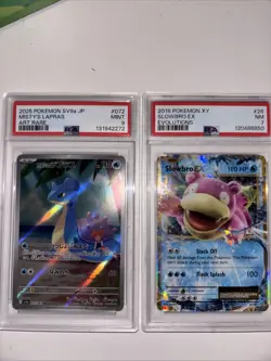(2) 2025 Sv9a Jp Misty’s Lapras Art Rare #072 Psa 9 & 2016 Slowbro Ex #26 Psa7 - Image 4