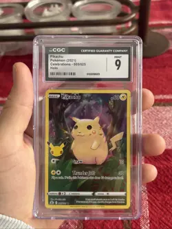 ⚡⚡⚡ CGC 9 Pikachu 2021 Pokemon Celebrations 005/025 Full Art Holo - Image 3