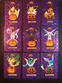 EEVEELUTIONS PUMPKIN SET POKEMON DATABASE HALLOWEEN Purple HOLO PERU US SELLER - Image 1