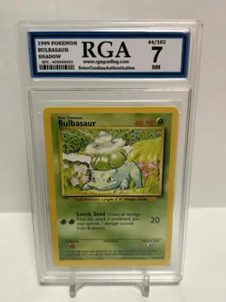 1999 Pokemon Bulbasaur Shadow 44/102 RGA 7 NM Graded Slab 🌱 - Image 1