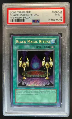 2007 Yu-Gi-Oh Premium Pack Black Magic Ritual #PP01-EN002 PSA 9 - Image 1