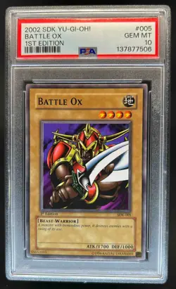 2002 Yu-Gi-Oh Kaiba 1st Edition Battle Ox #SDK-005 PSA 10 - Image 1