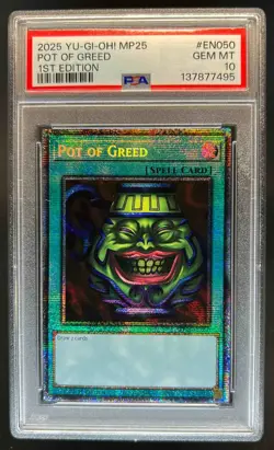 2025 Yugioh Mega Pack 1st Edition Pot Of Greed #MP25-EN050 PSA 10 - Image 1
