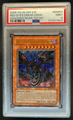 2005 Yu-Gi-Oh Dragon's Roar 1st Edition Red-Eyes Darkness Dragon SD1-EN001 PSA 9 - Image 1