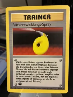 RUCKENTWICKLUNGS-SPRAY UNPLAYED 1999 GERMAN PM 1ST ED BASE SET RARE CARD 72/102 - Image 1