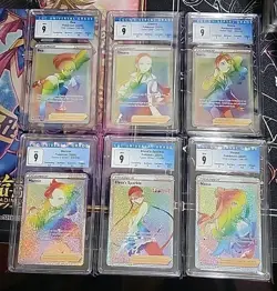 Pokemon Graded Card Lot - 14 Slabs - FA Rainbow Trainers - CGC 9 Mint - English - Image 1