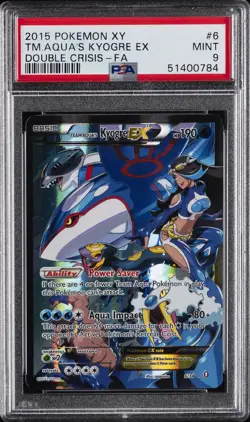 2015 POKEMON XY DOUBLE CRISIS #6 FULL ART/TEAM AQUA'S KYOGRE EX PSA 9 - Image 1