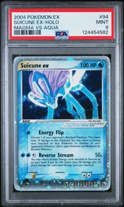 Pokemon Suicune ex 94 EX Team Magma Team Aqua Ultra Rare Holo PSA 9 MINT - Image 1