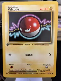POKEMON 1st Edition Voltorb (Voltobal) 67/102 NM Near Mint GERMAN Base set - Image 1