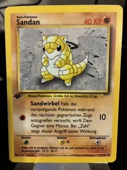 Pokemon Sandshrew (Sandan) 62/102 Base Set 1st Edition German Vintage NM * - Image 1