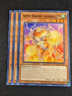 Yugioh - 3x Armed Dragon Thunder LV3 MP22-EN004 1st Common NM - Image 1