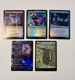 Magic The Gathering Misprint/Miscut 5 Card Lot. Spider-man Foils. LOTR Crimp. - Image 1