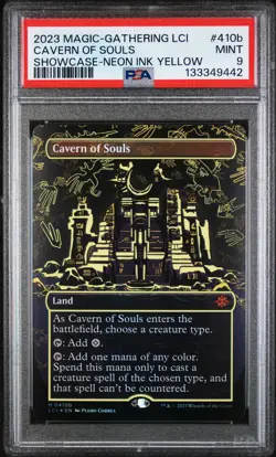 2023 MTG THE LOST CAVERNS OF IXALAN SC-NEON INK YELLOW CAVERN OF SOULS PSA 9 - Image 1