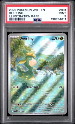 2025 POKEMON WHT EN-WHITE FLARE ILLUSTRATION RARE #091 DEERLING PSA 9 - Image 1