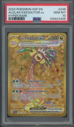 2024 Pokemon SSP EN Hyper Rare #248 Alolan Exeggutor ex Gem Mint PSA 10 - Image 1