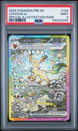 2025 POKEMON PRE EN-PRISMATIC EVOLUTIONS #144 LEAFEON EX PSA 9 - Image 1