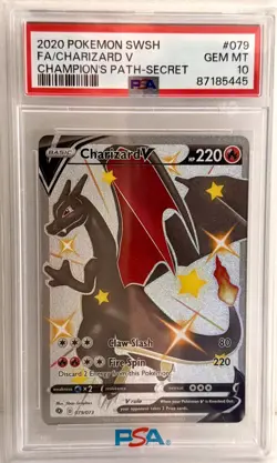 2020 Pokemon SWSH Champions Path Charizard V Secret Rare Shiny PSA 10 - Image 1