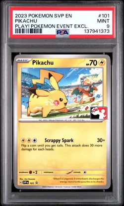 2023 POKEMON SVP EN-SV BLACK STAR PROMO #101 PIKACHU PSA 9 - Image 1
