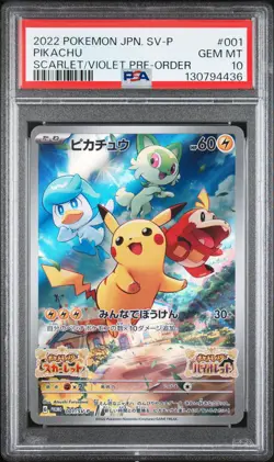 2022 POKEMON JAPANESE SV PROMO SCARLET & VIOLET PRE-ORDER #001 PIKACHU PSA 10 - Image 1