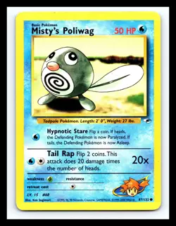 💥 Misty’s Poliwag 87/132 Gym Heroes WOTC Pokemon Vintage 2000 - Image 1