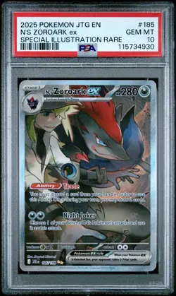 2025 POKEMON JTG EN-JOURNEY TOGETHER #185 N'S ZOROARK EX PSA 10 - Image 1