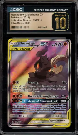 Pokemon Marshadow & Machamp GX Unbroken Bonds Full Alt Art #199 CGC 10 Pristine - Image 1