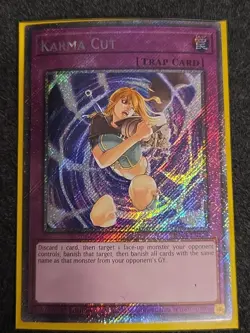Yugioh! 1x Karma Cut RA04-EN128 Platinum Secret Rare 1st Ed NM - Image 1